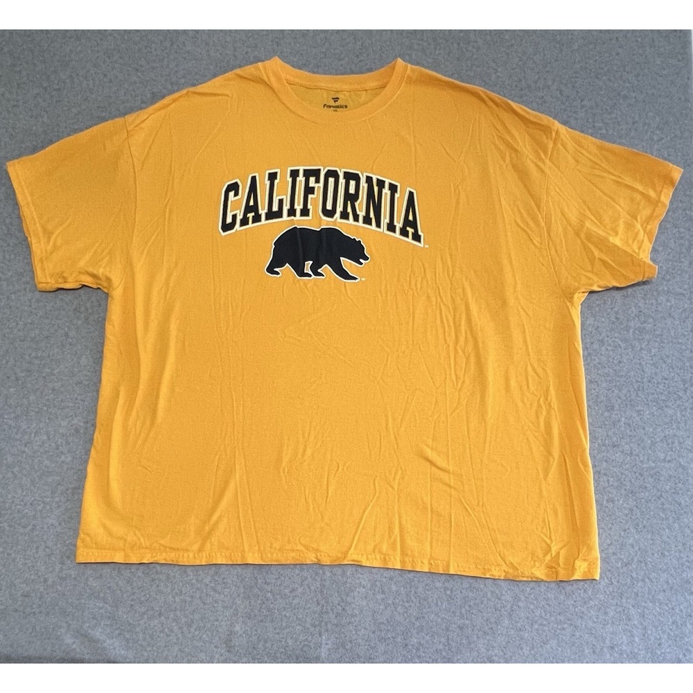 California Golden Bears Mens T Shirt Tee Short Sleeve Crew‎ Neck Yellow 4XL